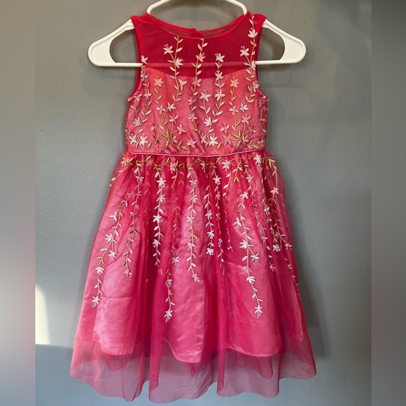 -Joan Michelle embroidered Pink Dress for girls/size 5 - Picture 1 of 9